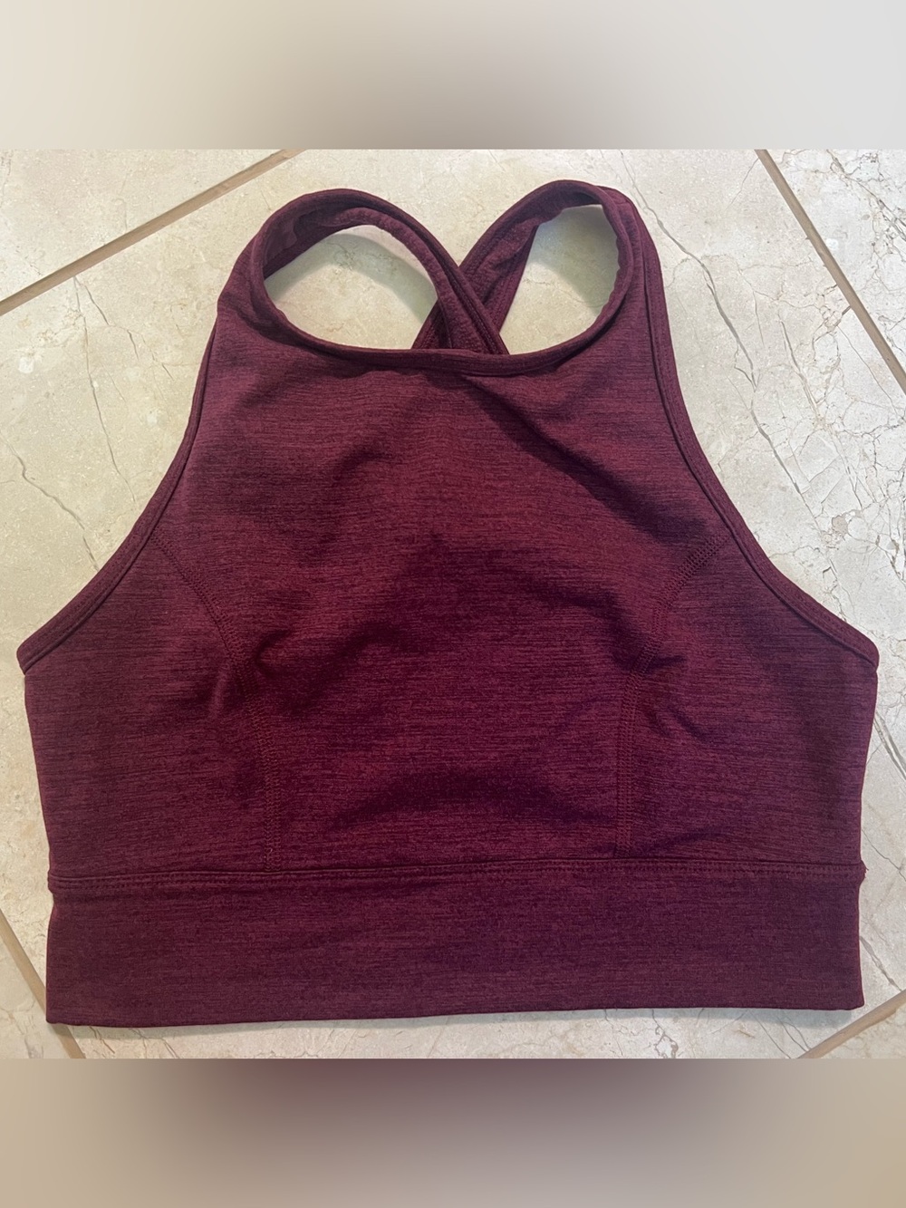 JoyLab High Neck Seamless Strappy Sports Bra Crop Top Burgundy Red Womens Medium